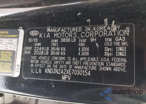 2014 Kia Soul from USA, damaged, VIN KNDJN2A2XE7030154